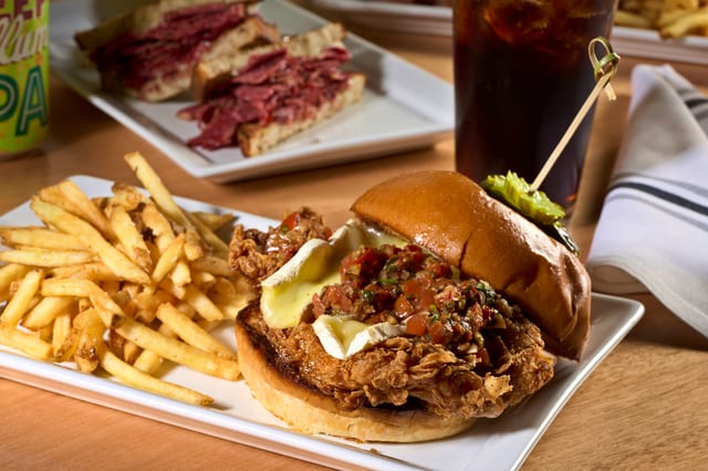 Crispy Fried Chicken & Warm Brie Cheese Sandwich.