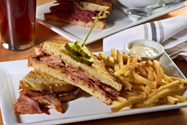 Hot Ham & Cheddar Sandwich.