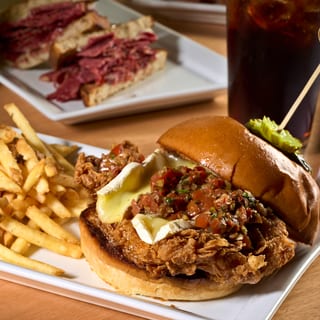 Crispy Fried Chicken & Warm Brie Cheese Sandwich
