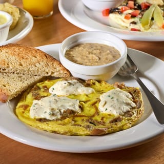 Country Sausage, Caramelized Onions, Boursin Cheese Frittata